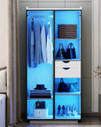2-Door Wardrobe Armoire with LED Lights
